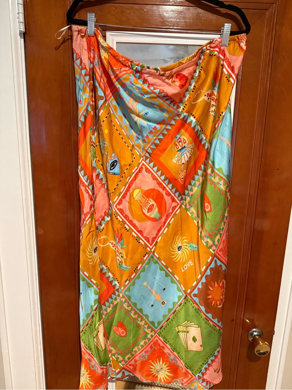 NWOT Never Fully Dressed Vibrant Multi-Color Patchwork Midi Skirt - Picture 2 of 3